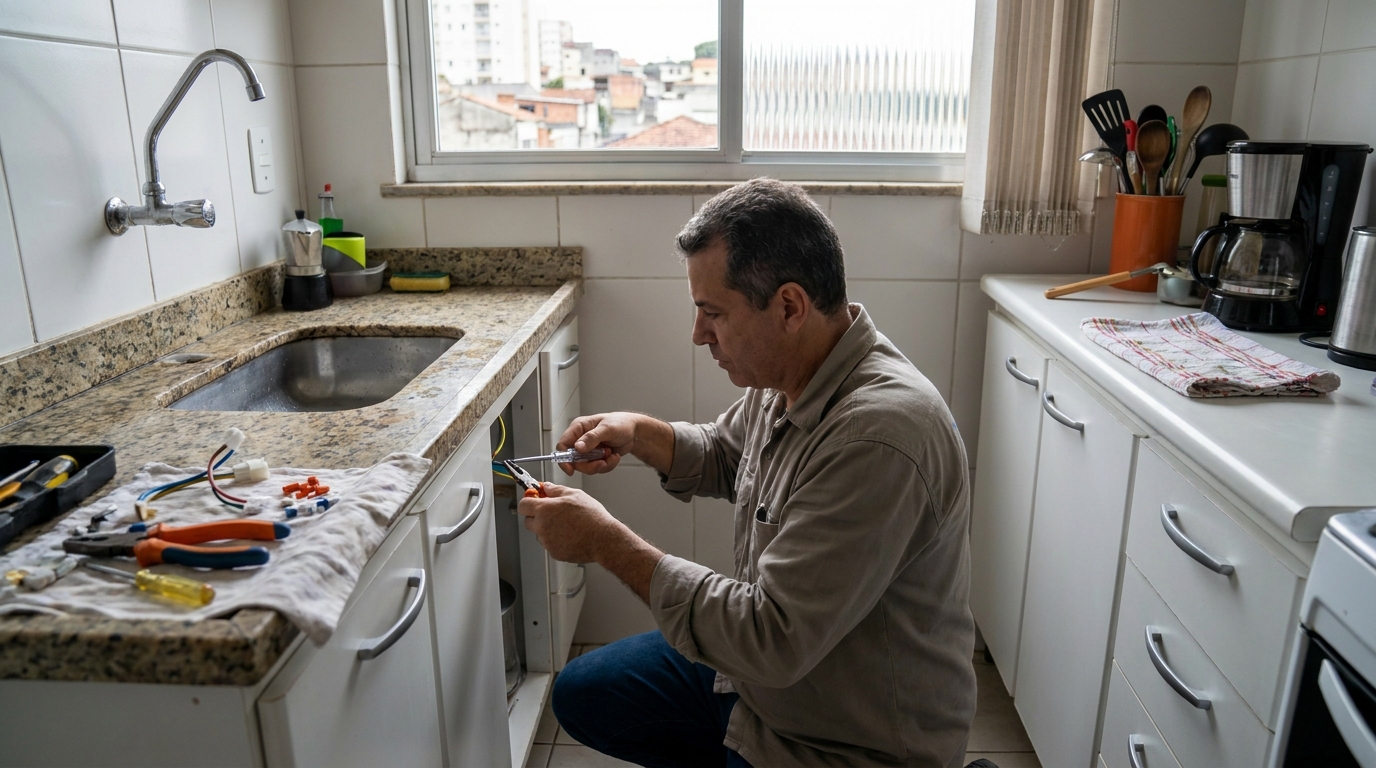 Eletricista instalando torneira eletrica em Aracaju‑SE